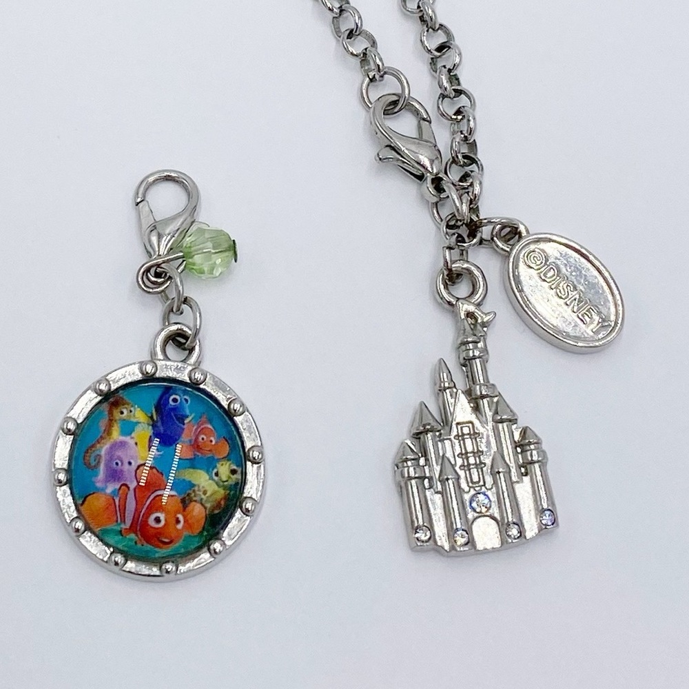 Disney Parks Magic Kingdom Silver tone Pendant Necklace & Nemo Charm
